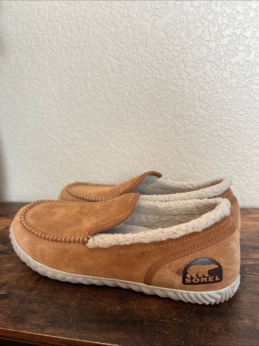 Sorel Dude Moc slippers with rubber soles